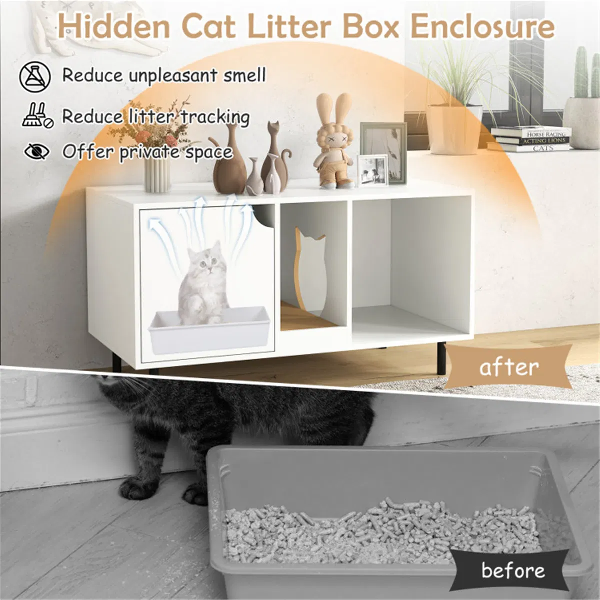 White Cat Litter Box Enclosure photo 5