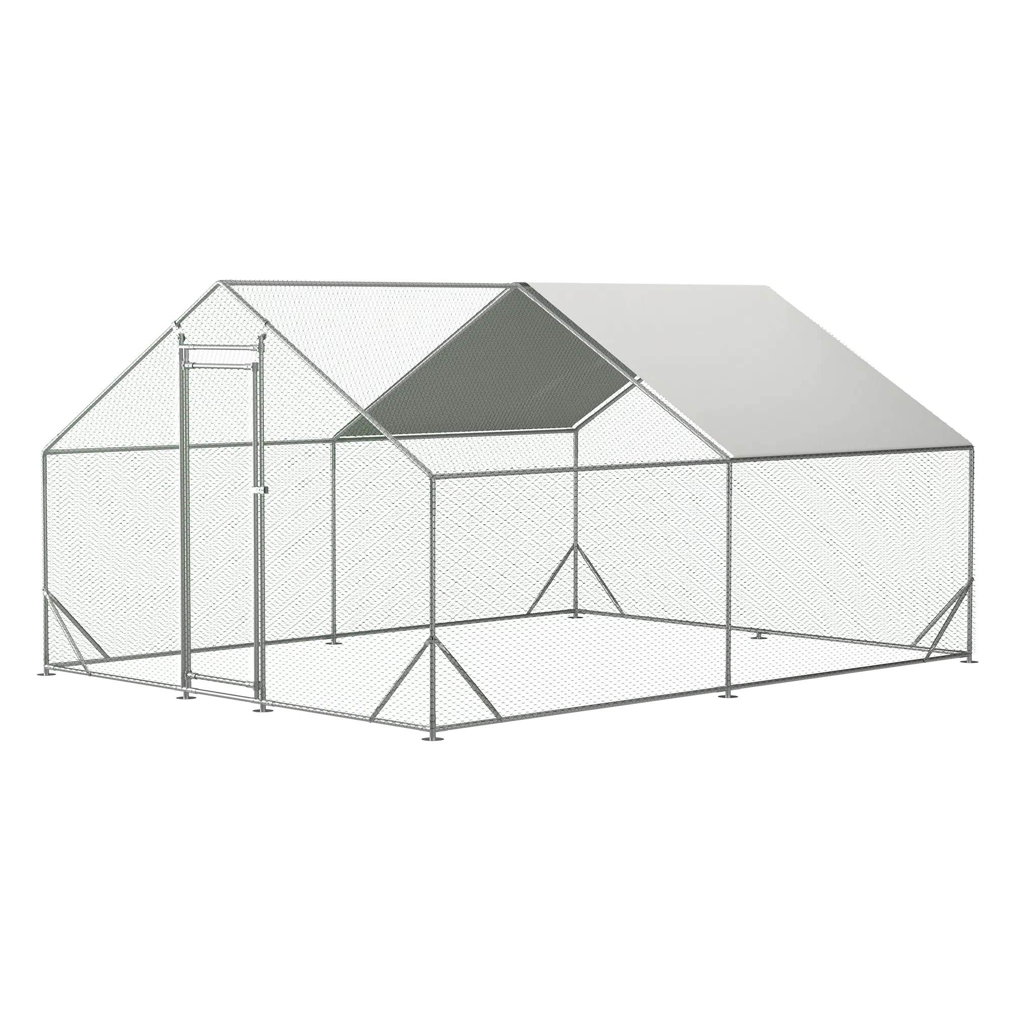 10 x 13ft Outdoor Large Metal Chicken Run Coop with 1 piece of Waterproof Cover, Garden Backyard Walk-in Hen Cage Poultry Pet Hutch for Farm Use photo 1