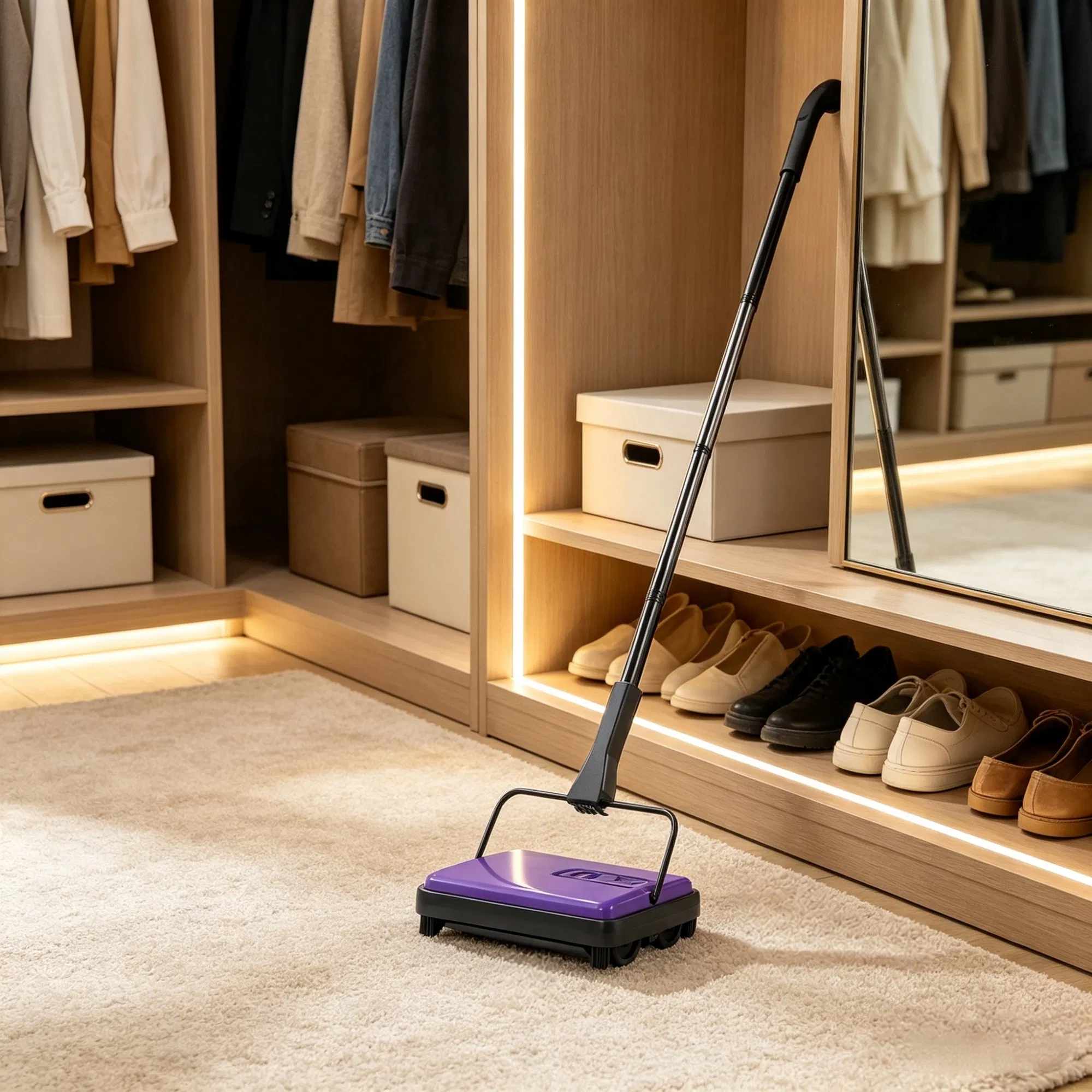 6.7" Manual Carpet Sweeper, Floor Sweeper with 300 ml Dustbin for Pet Hair & Home Office photo 5