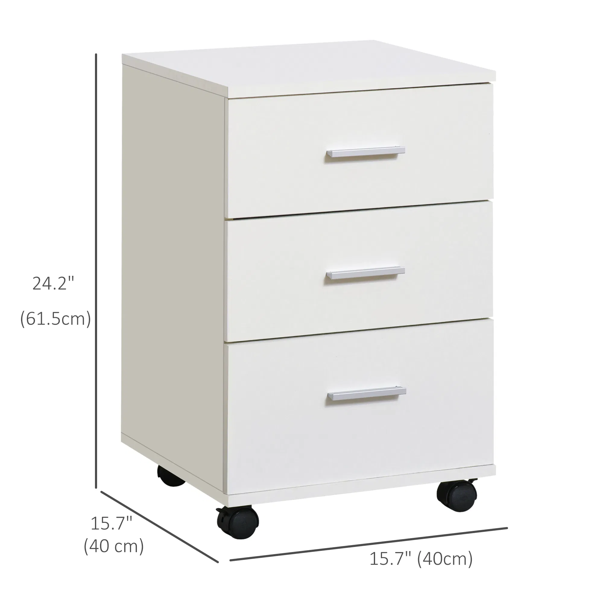 Mobile Filing Cabinet with Wheels, 3 Drawer File Cabinet with Lock and Keys for Home Office, White photo 5