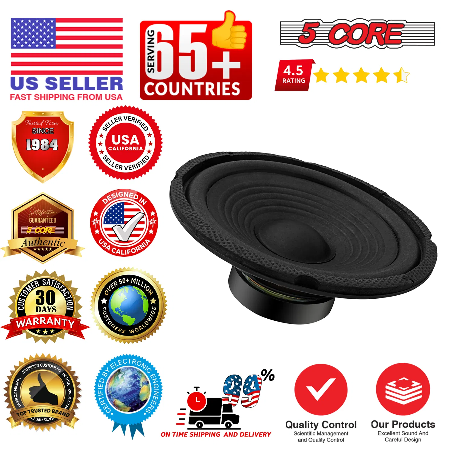5 Core 6.5 Inch 6" Car Subwoofer Speaker 4 Ohm Woofer Replacement Driver photo 7
