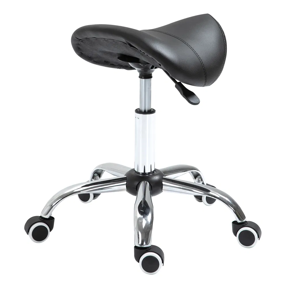 Adjustable Elegance: Hydraulic Salon Stool, Rolling Swivel Saddle Chair, PU Leather Beauty Seat for Spa, Black Finish photo 7
