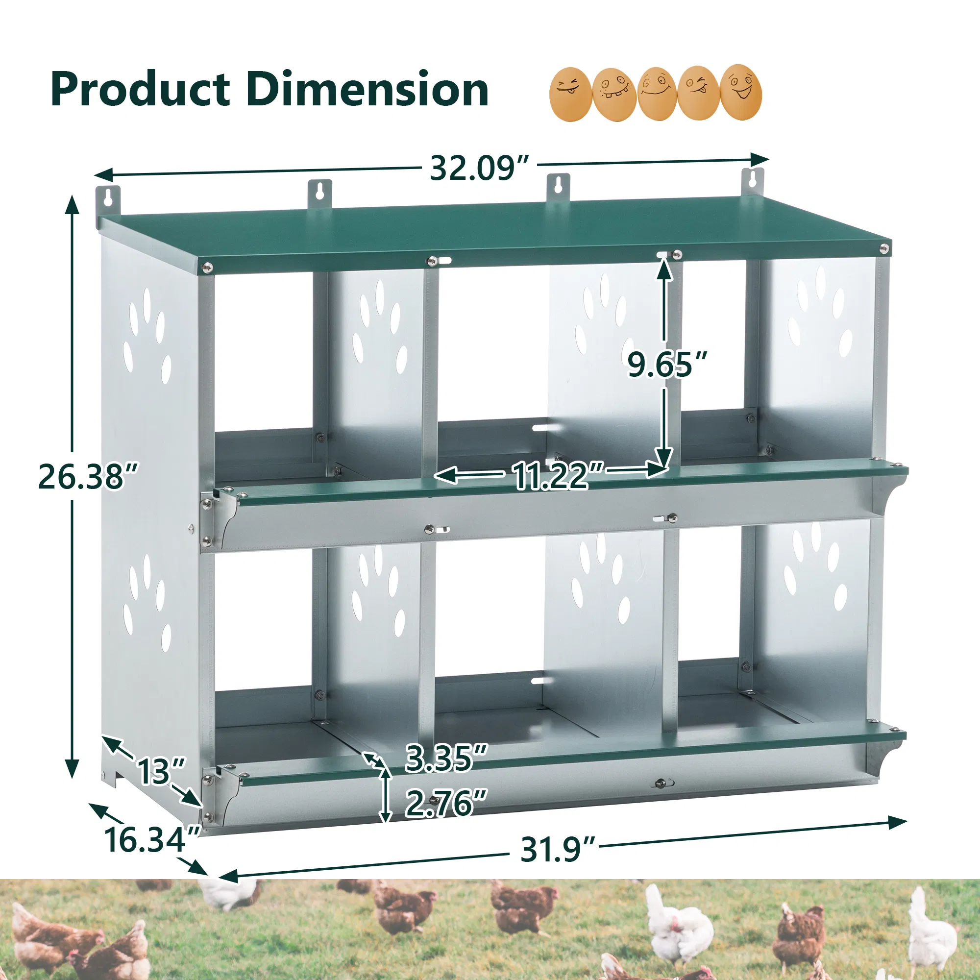 6 Room Metal Chicken Nesting Boxes 6 Compartment Egg Coop photo 2
