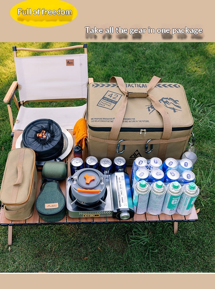 Outdoor Camping Gear Storage Bag, Cooking Utensils, Tableware, Miscellaneous Items Bag, Portable Tools And Accessories, Gas Canister, Cassette Stove, Camping photo 1