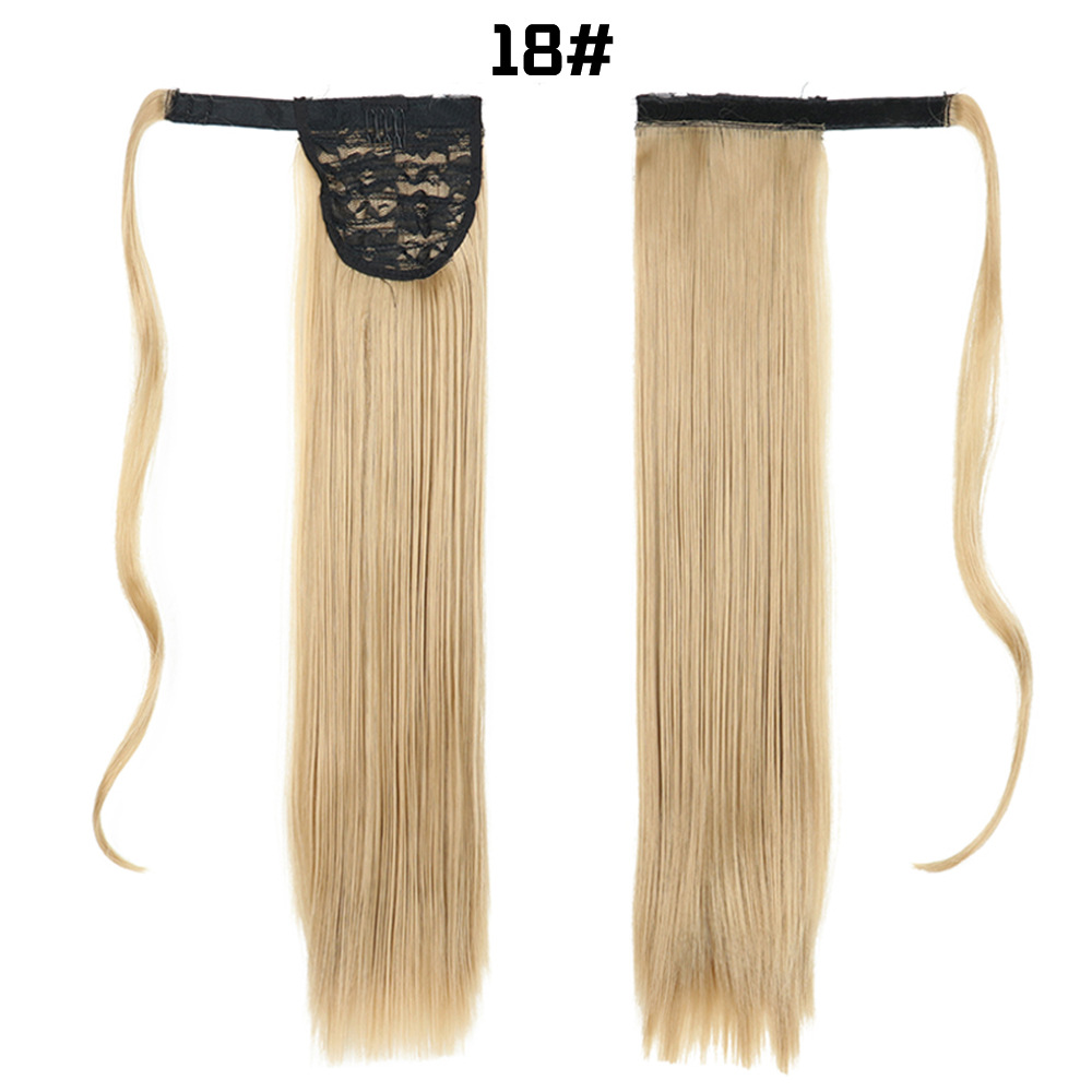 European And American Long Straight Hair Velcro Ponytail photo 6