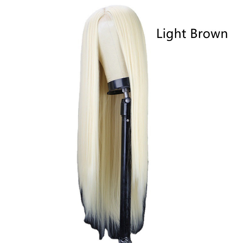 Black Long Straight Center Point Natural And Lifelike Headgear Temperament Non-marking Chemical Fiber photo 3