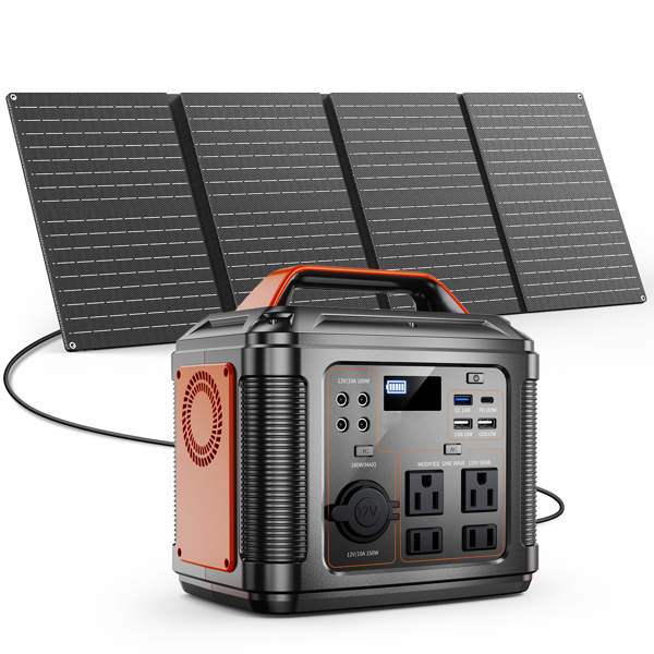 Powerbank 300w Portable Power Station With 60w Solar Panel For Camping Solar Generator 296Wh 80000mAh Lithium Battery photo 1