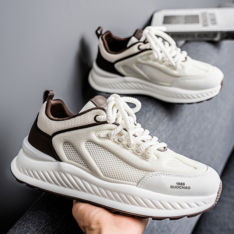 Men's New Spring Breathable Hollow Mesh Sneakers, Versatile Height Increasing Running Athletic Trendy Shoes For Teenagers photo 2