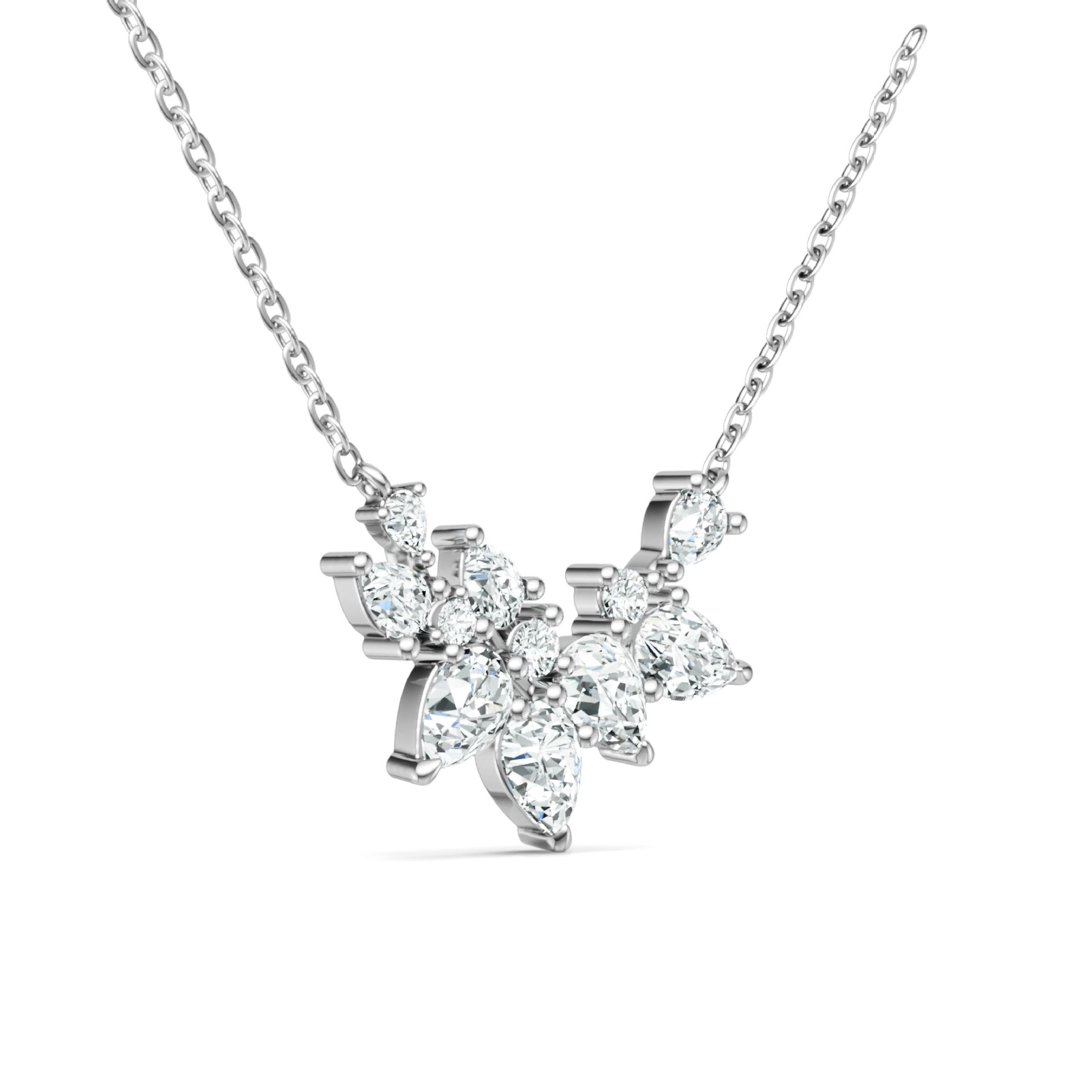 S925 Silver 3.4g Cluster Moissanite Necklace, D VVS1 Multi-shape Pendant, 40&5cm, GRA Certified photo 1