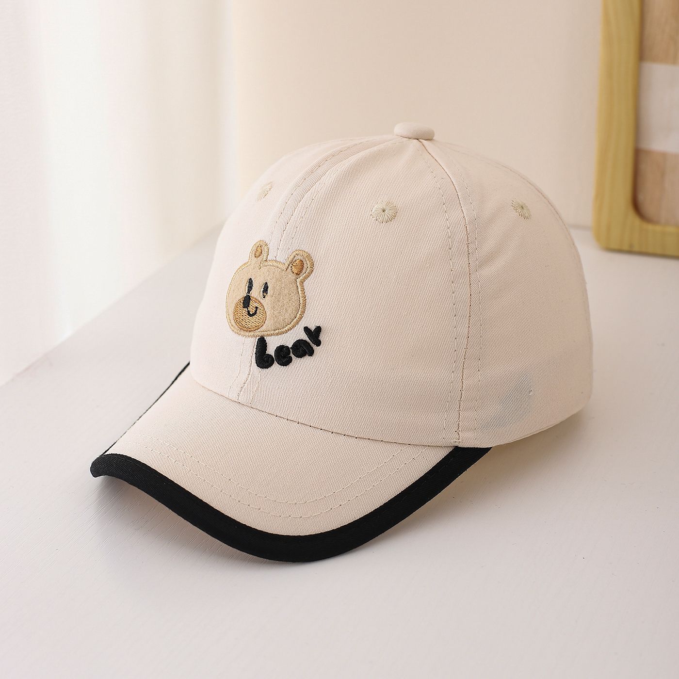 Children's Multi-color Edge-stitching Cartoon Bear Letter Embroidery Adjustable Cute And Versatile Baseball Cap Suitable For Going Out For Shopping photo 6