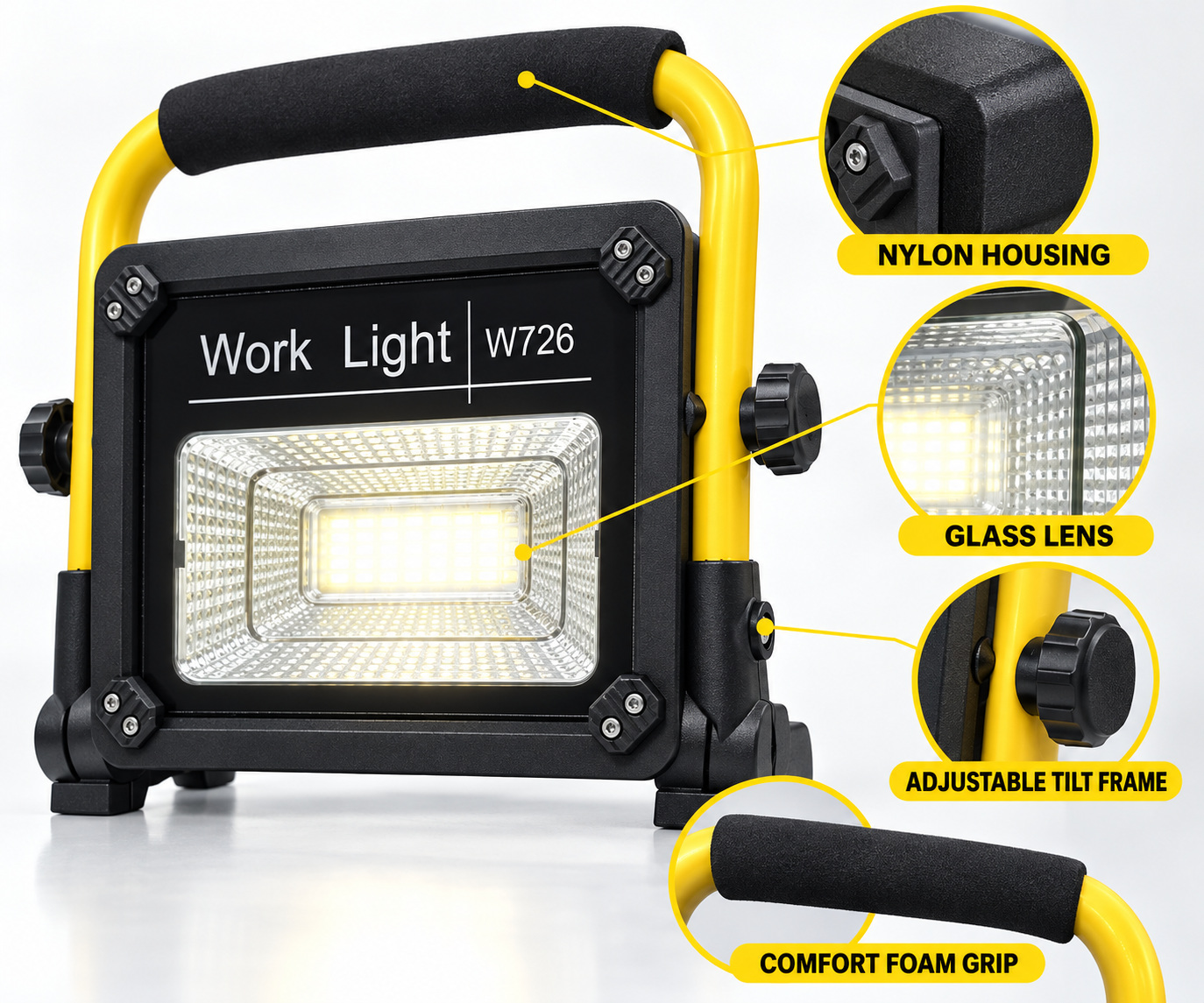 Solar Powered Rechargeable LED Work Light 50W 5000mAh For W726 Street Remote Control Outdoor Road photo 6