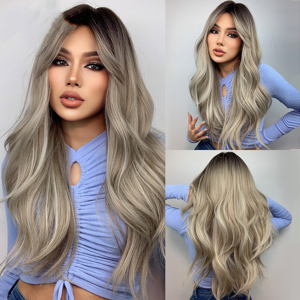Orange Long Curly Hair With Bangs Wig photo 4