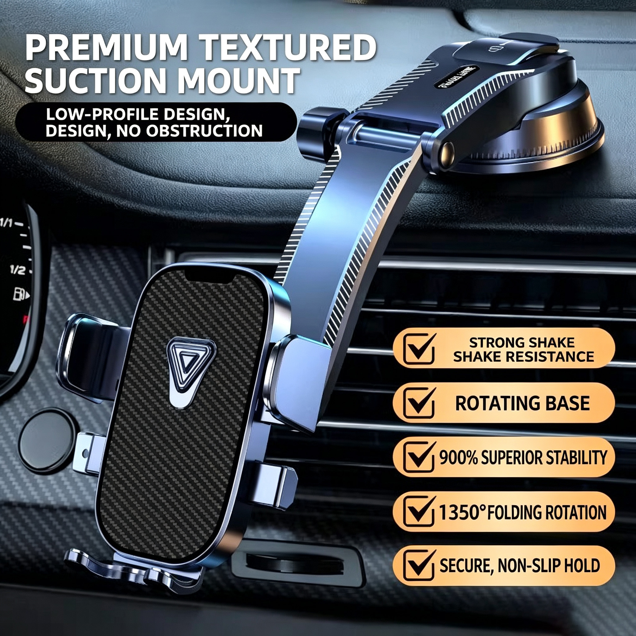 Dashboard Suction Cup Car Phone Mount 360 Rotation Cell Phone Holder Windshield Car Navigation Stand For All Smartphones photo 3