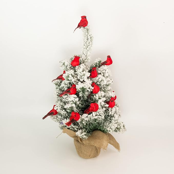 12-Piece Red Cardinal Clip-On Christmas Tree Ornaments With Feather Design 2.8-Inch Holiday Decorations photo 6