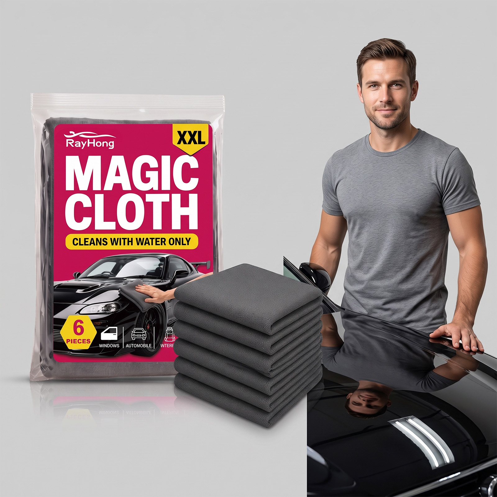 Magic Cloth Efficient Decontamination Water Absorbent Quick Dry Fine Weave No-Scratch Car Multi Surface Cleaning Cloth photo 4