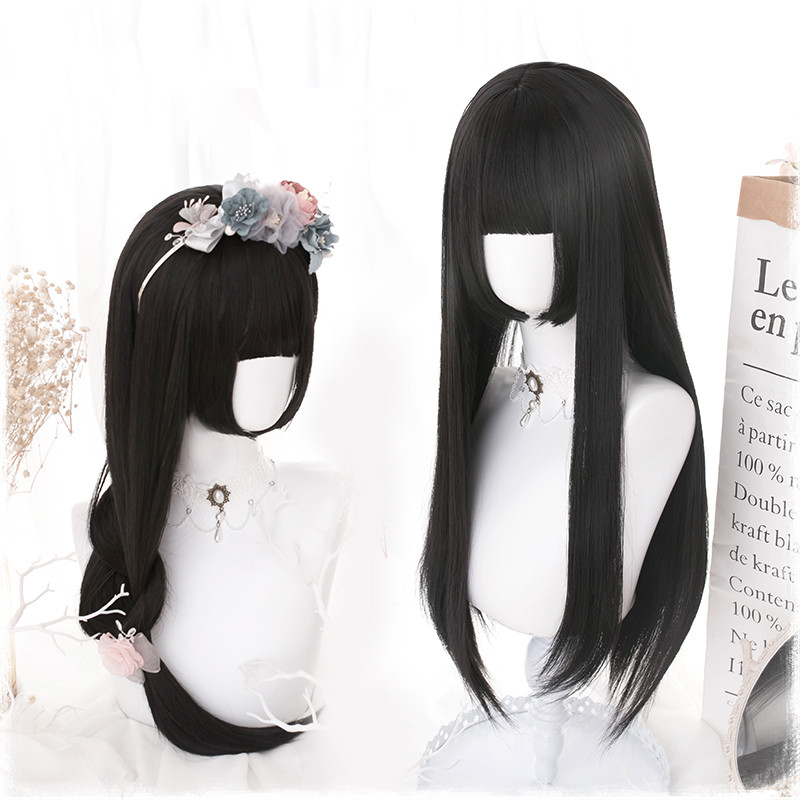 Manzhen Daily Black Long Straight Wig Girl photo 2