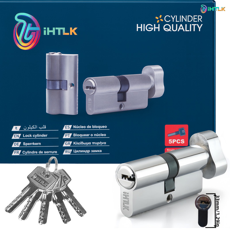 1 Piece Of European Standard Size, 70mm Length Knob Lock Cylinder, Lock Cylinder With 5 Keys, Suitable For Anti-Theft Doors, Office Doors, Stainless Steel Doors, Indoor Doors photo 4