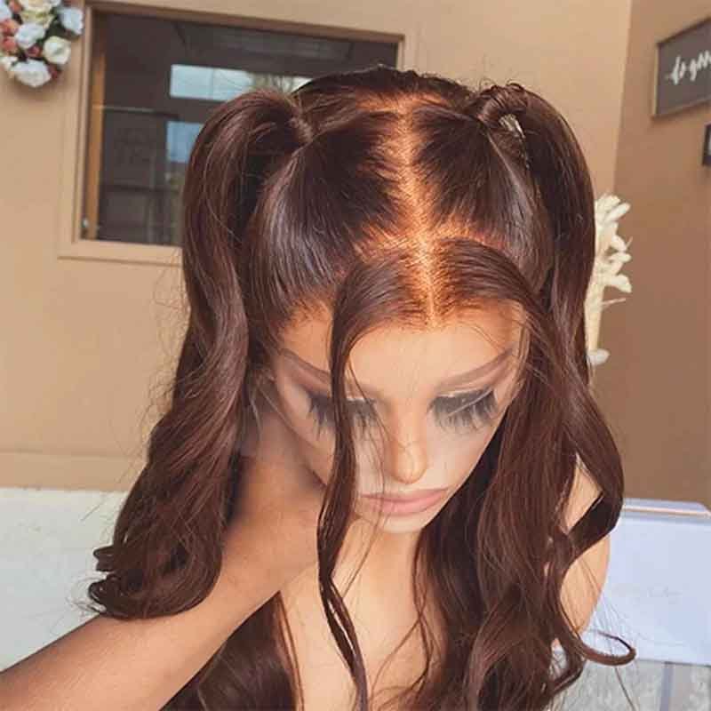 4x6 Lace Human Hair Wig Chocolate Brown Body Wave, Density photo 2