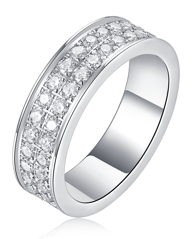 S925 Silver 3.3g Platinum Plated Moissanite Ring, 6.0mm 68pcs D VVS1 Double Row Band, GRA Certified US 5-9 photo 3