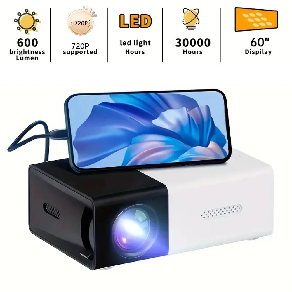 Portable Wired Projector Mobile Phone With Retractable Bracket LED Mini Home Video Equipment 1080P HD Screen USB&SD&AV&Hd photo 8