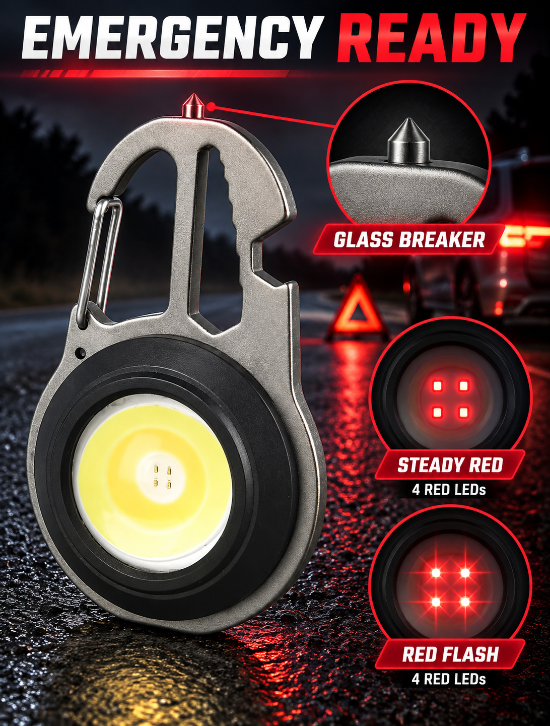 Rechargeable Battery Display Type C COB LED Work Light Hanging Hook W5137 670LM Flashlight Window photo 5