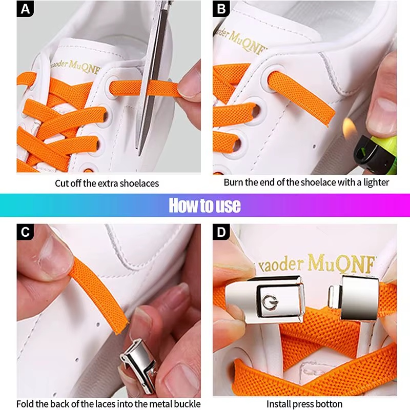 Stretch No Tie Shoelaces  Magnetic No Tie Shoelaces Magnetic Shoe Strings,Shoelaces Magnetic Lock Flat Elastic No Tie For Easy Fastening photo 5