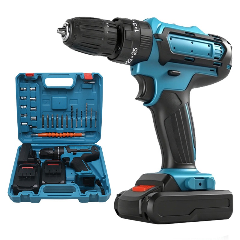 Cross-border New Cordless Brushless 21V Lithium Electric Drill Tool Set, Cordless Drill With Two Batteries And One Charger photo 5
