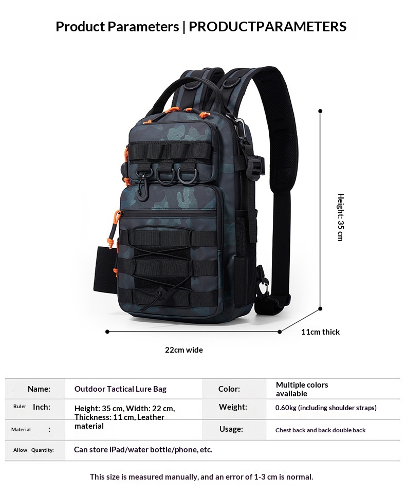 Outdoor Lure Bag New Multi-Functional Single & Double Shoulder Fishing Equipment Backpack Camouflage Lightweight Handheld Fishing Gear Storage Bag - Green photo 5