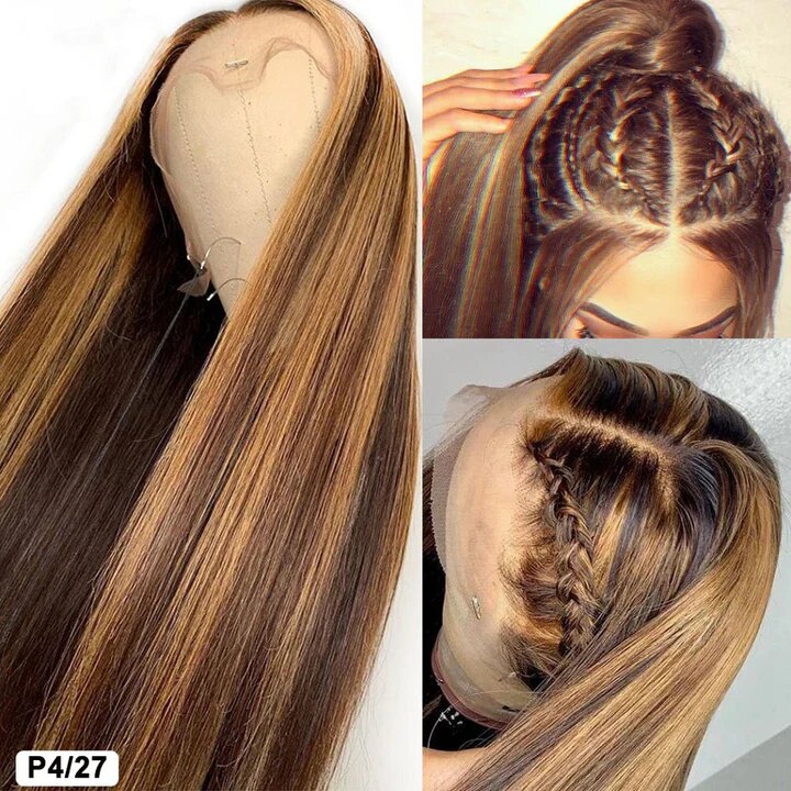 13x4 Straight Human Hair Lace Front Wig P4 27, Density photo 4