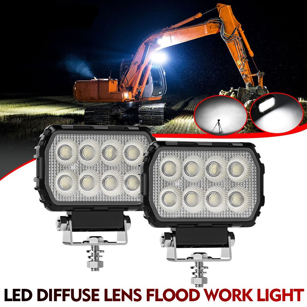 2PCS 4.4 Inch Rectangular Led Work Lights Flood Beam Fit Digger Tractor Digger photo 1