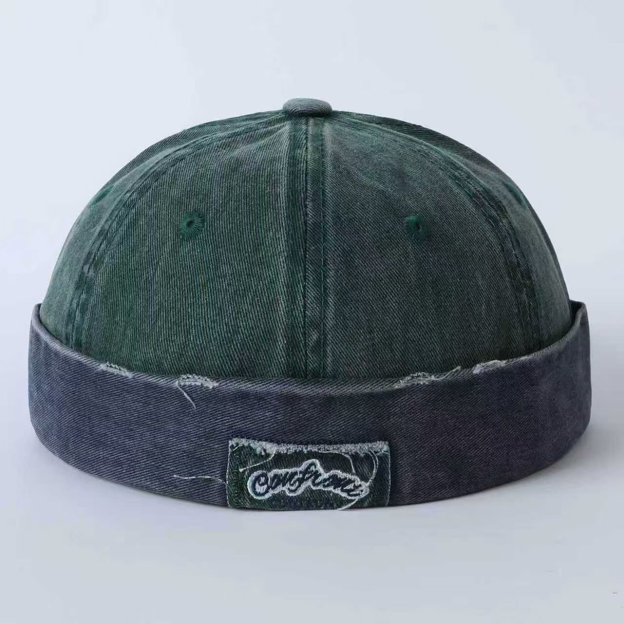 American-style Retro Distressed Washed Vegetable-pulp Hat With Appliqued Letters, Hip-hop Style, No-brim Hat, Trendy Vintage Owner's Hat photo 3