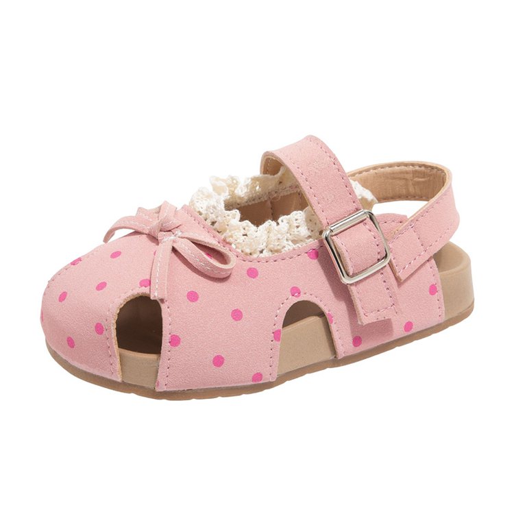 Girls' Sandals For Summer, Little Girls' Polka Dot Princess Shoes With Soft Soles And Toe Caps, Beach Walking Shoes For Beginners photo 3
