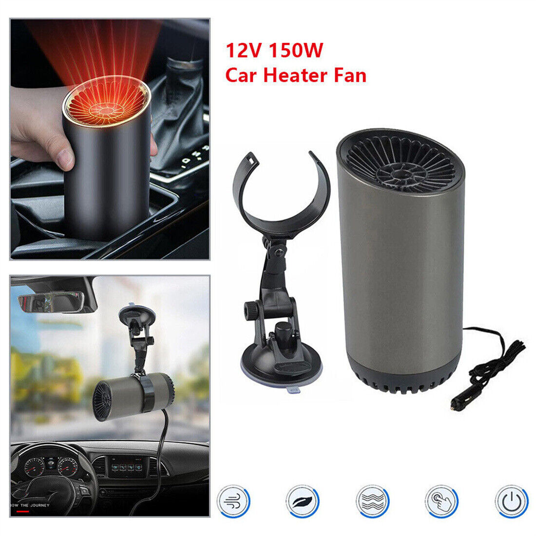 150W 12V Car Truck Universal Demister Heater Fan Warmer Defroster Windscreen photo 1