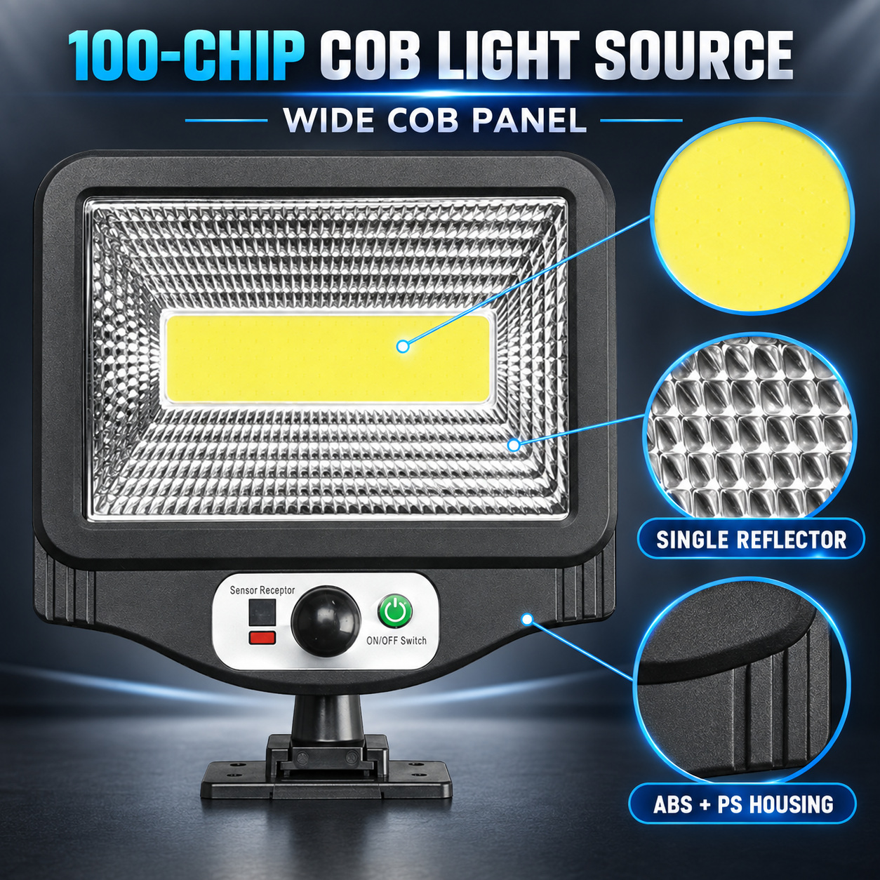 Solar Powered Rechargeable Motion Sensor COB LED Work Light 1500mAh For Auto W781 1 Remote photo 2