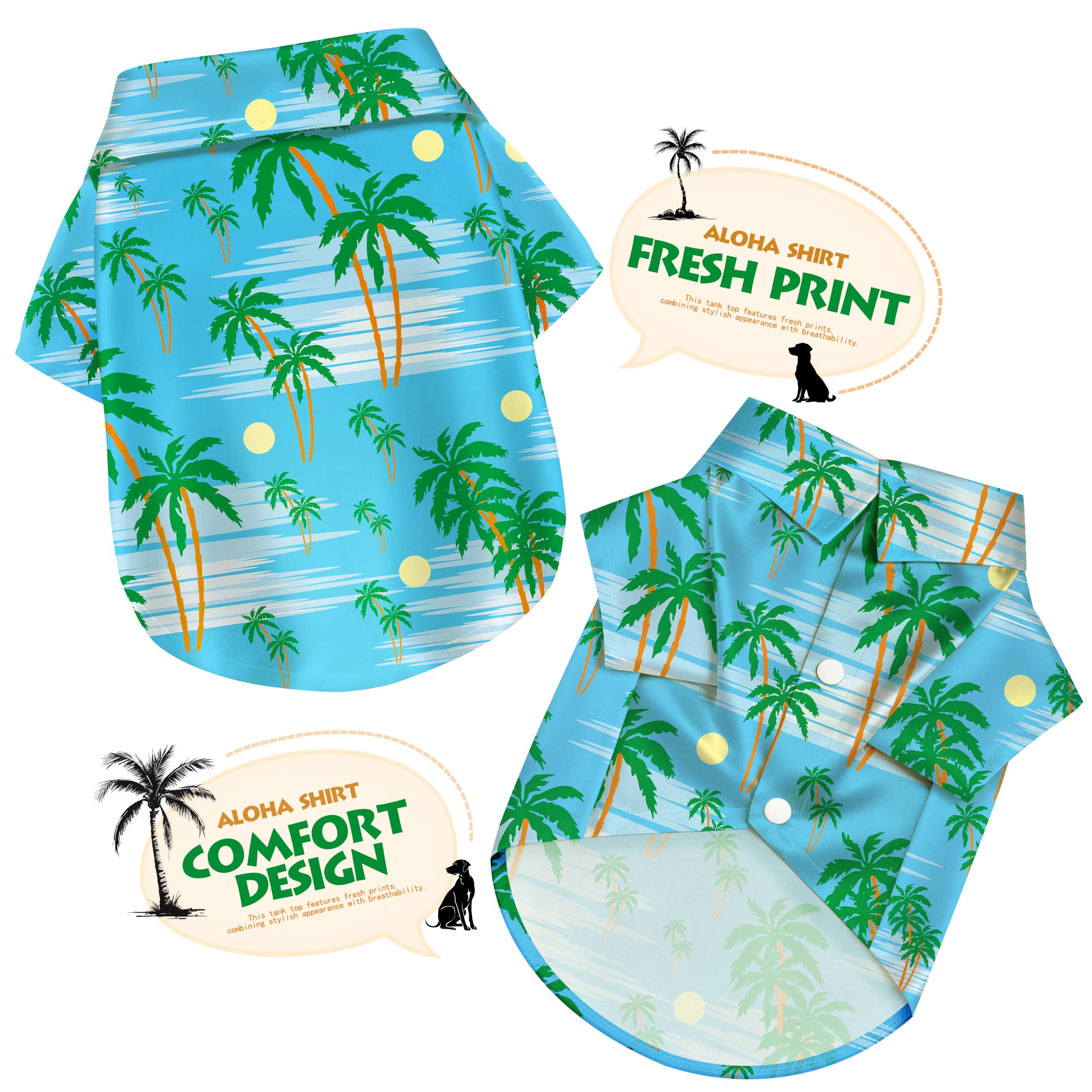 Coconut Tree Hawaii Style Pet Dog T-Shirt, Four-Way Stretch Breathable Light Cool Summer Shirts, Casual Beach Seaside Daily Clothes For Small Size Puppy photo 5