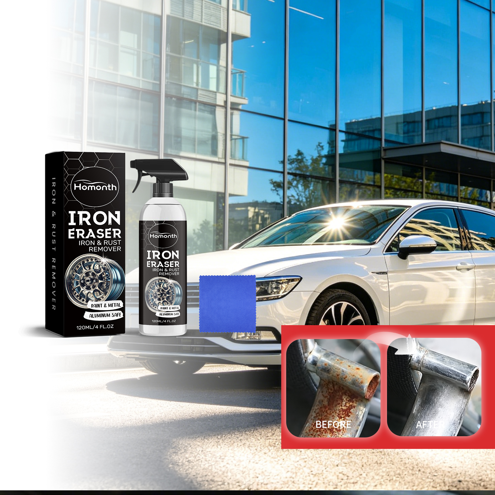 Car Rust Cleaner, Effective Rust Removal Protective Coating Gentle Metal Decontamination photo 1