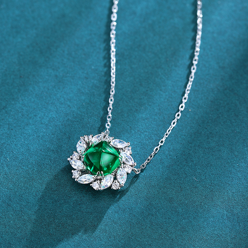 S925 Silver 5.6g Lab-Created Ruby Sapphire Emerald Necklace, 9x9mm Cushion Cut, 40&5cm photo 6