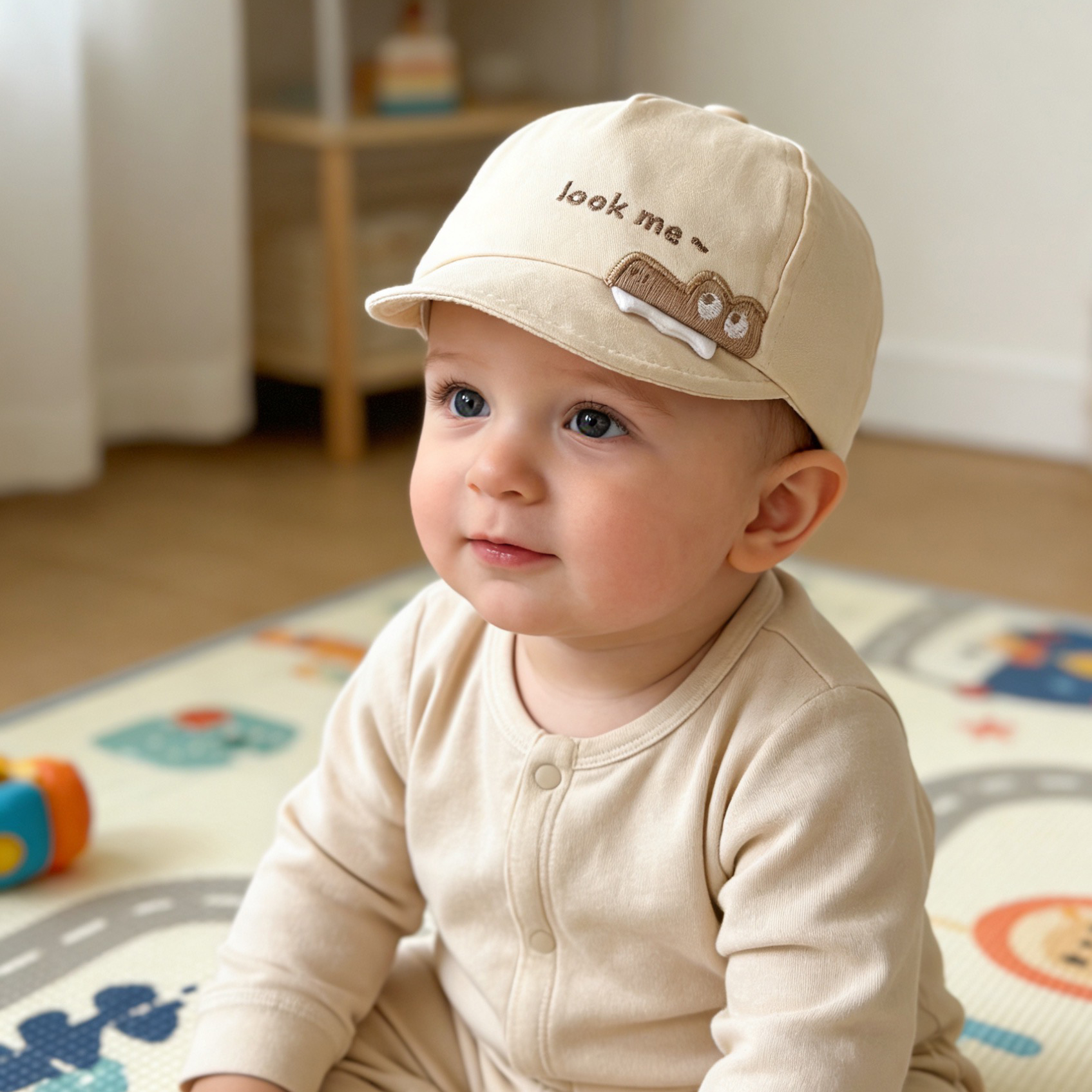 Summer Children's Cartoon Crocodile Letter Embroidery Cute Style Baseball Cap, Suitable For 3-6 Month Old Babies For Outings photo 1