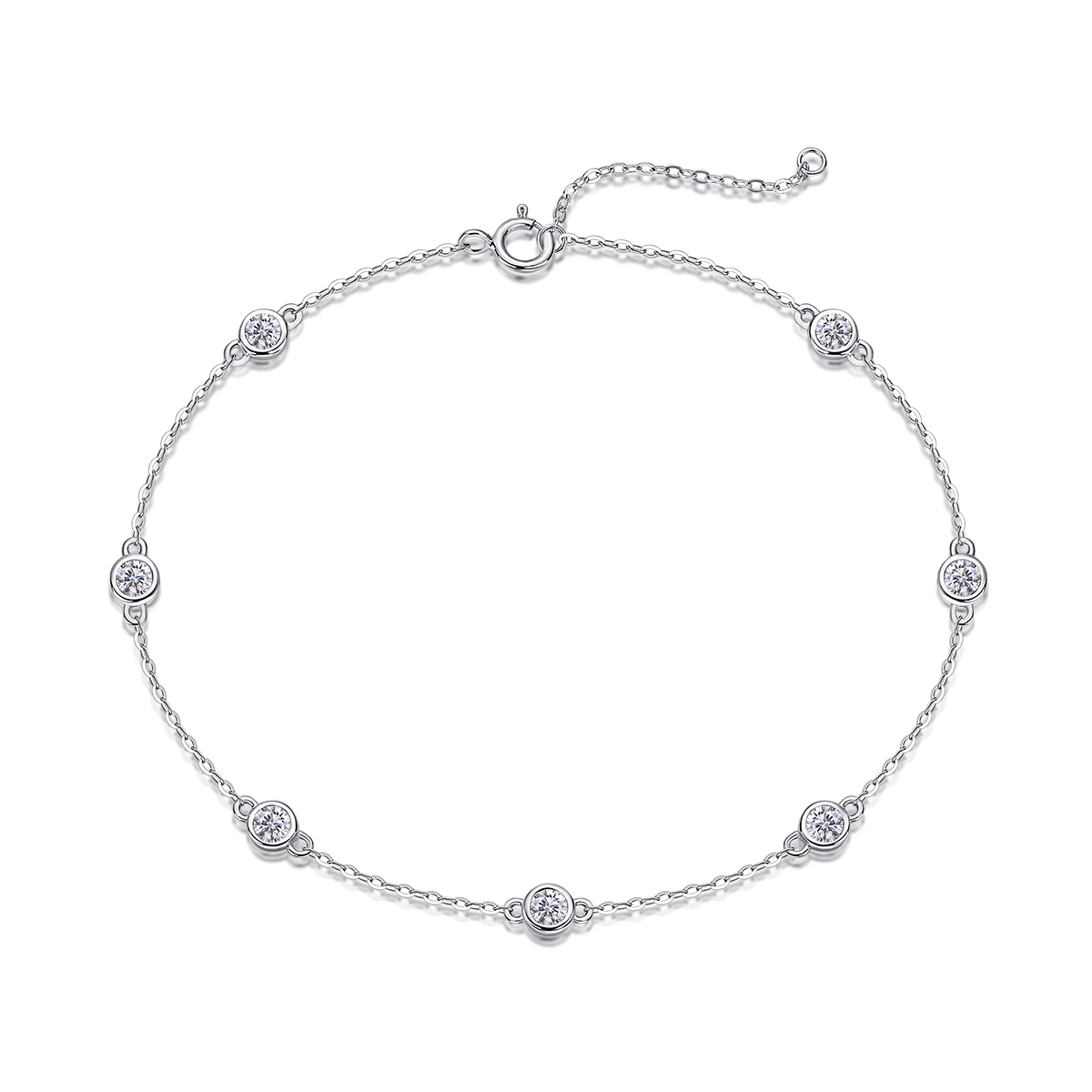 S925 Silver 1.4g Moissanite Bracelet, 7pcs 3mm D VVS1 GRA Certified, 16&5cm Adjustable photo 1