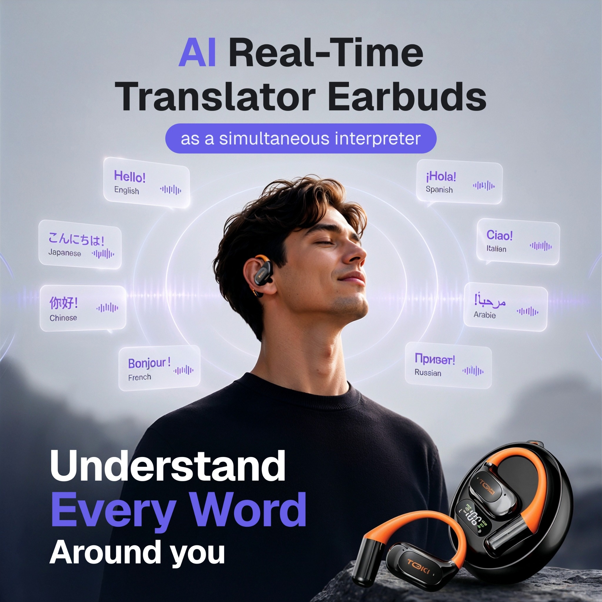 Toki Air-3 Open-Ear AI Translation Earbuds photo 2