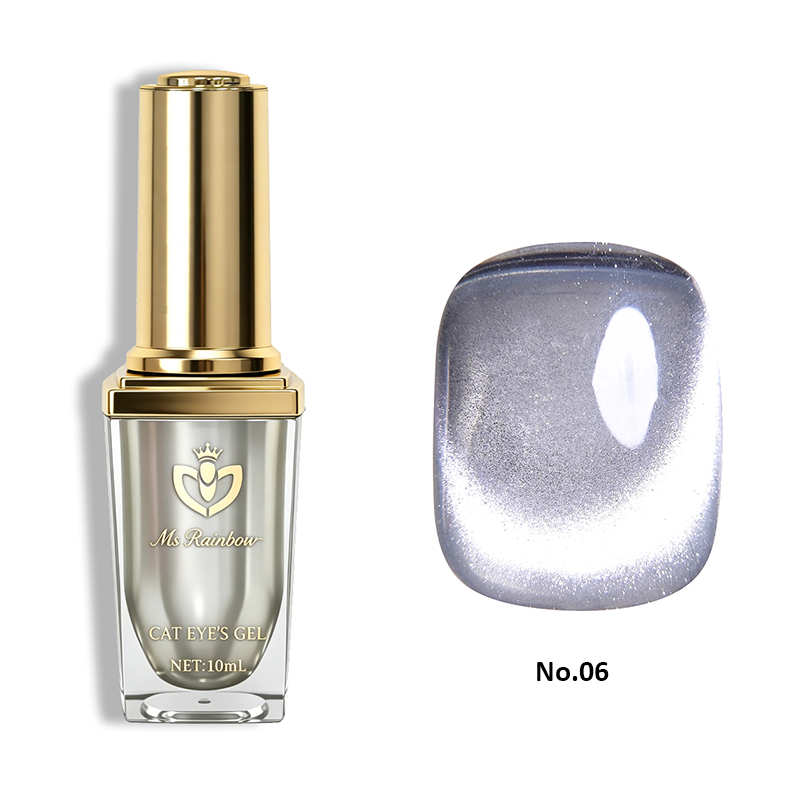 Ms Rainbow Starry Series Magnetic Cat Eye Gel Polish - Misty Grey Suitable For DIY Nail, Soak Off Magnetic Base For Salon & Home Manicure, Long Lasting Glass Bead Shimmer Polish For Nail Lovers, photo 8