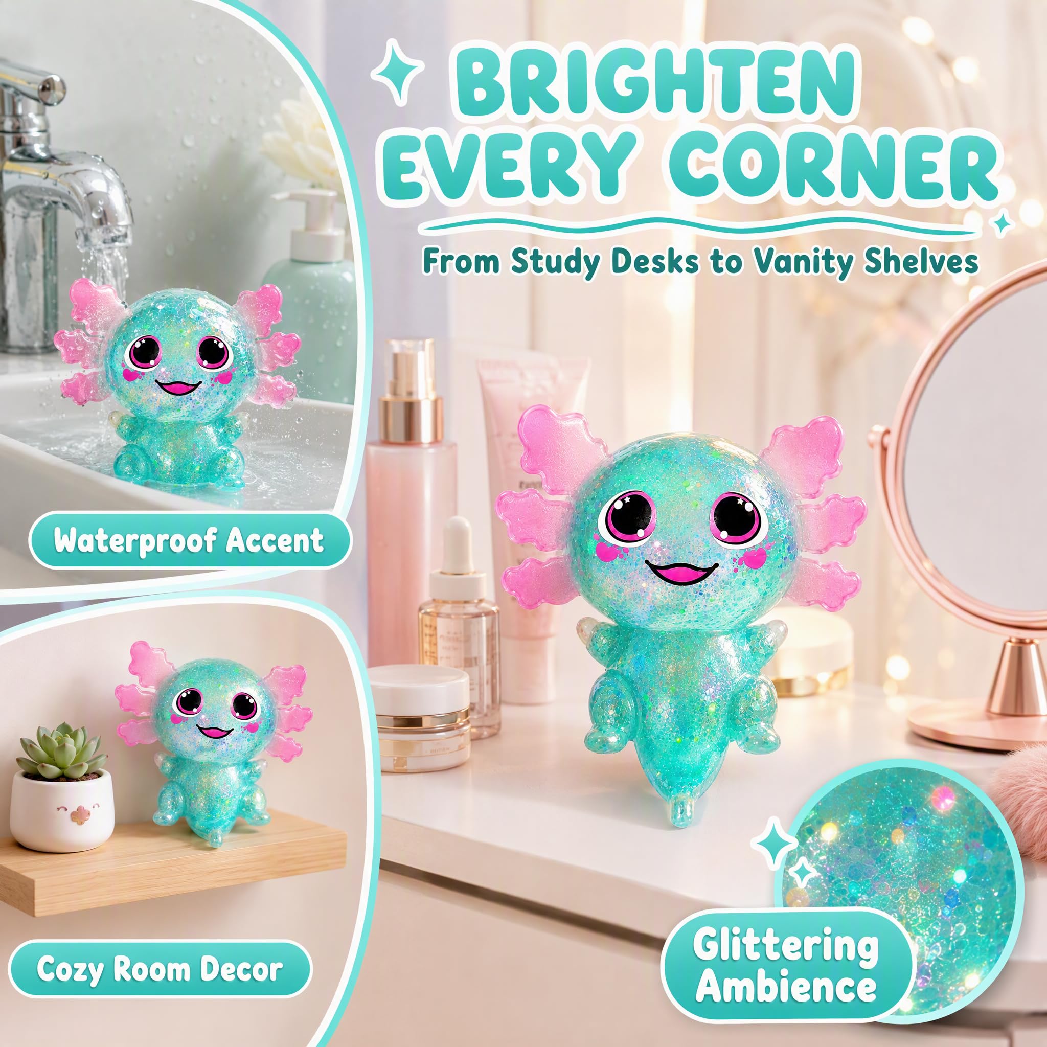 1Pcs Green Animal Miniature Novelty Toy,Glitter Fidget Ball Cute Animal Toy For Adults, Animal Party Favors For Anxiety Relief Home Decor photo 3
