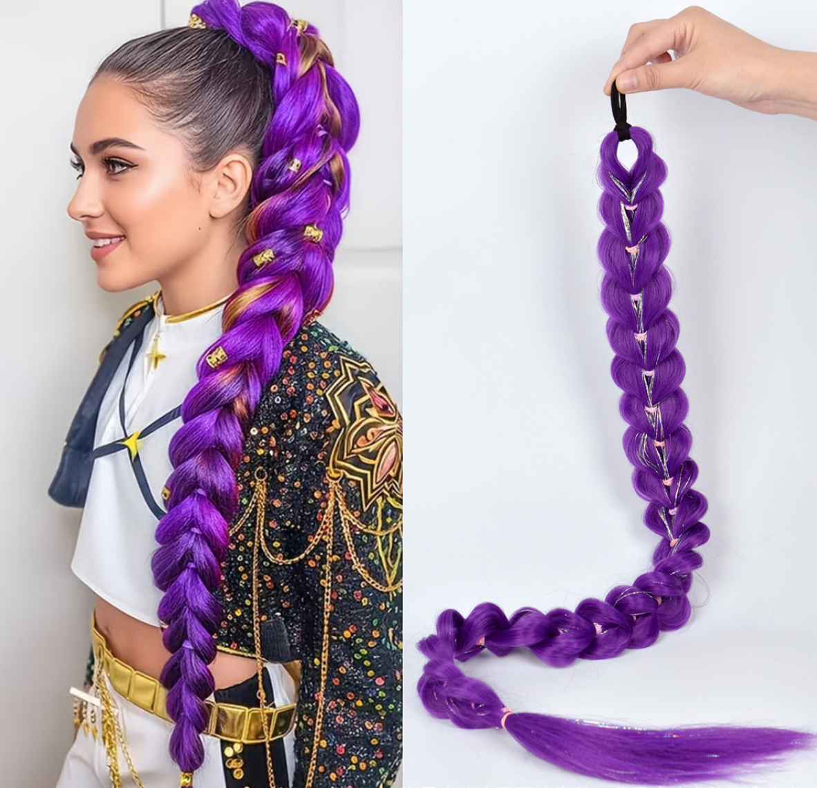 Cross-border Foreign Trade European And American Wigs, Witch Hunt Team, Rumi Ponytail, Colorful Elastic Rope Braided Ponytail Wig photo 4