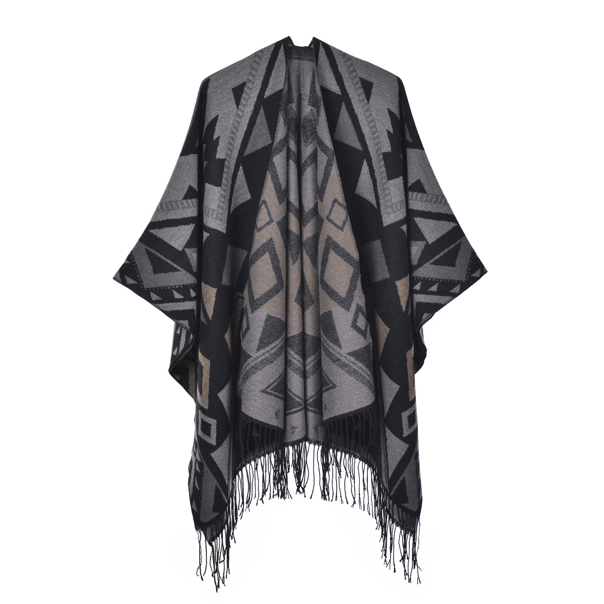 Women's Large Shawl, Fashion Thick Faux Cashmere Dual-Use Scarf Poncho photo 5