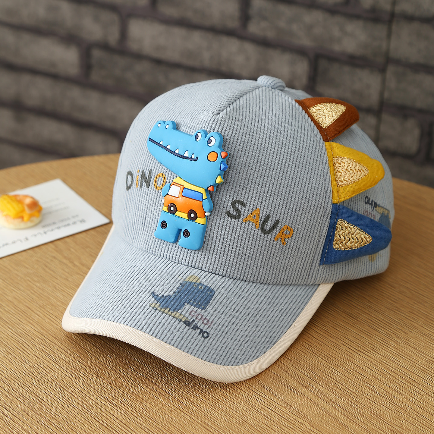 Fall Boys And Girls Dinosaur Crocodile Denim Three-Dimensional Cartoon Baseball Cap Adjustable Velcro Kids Hat Black And White photo 2