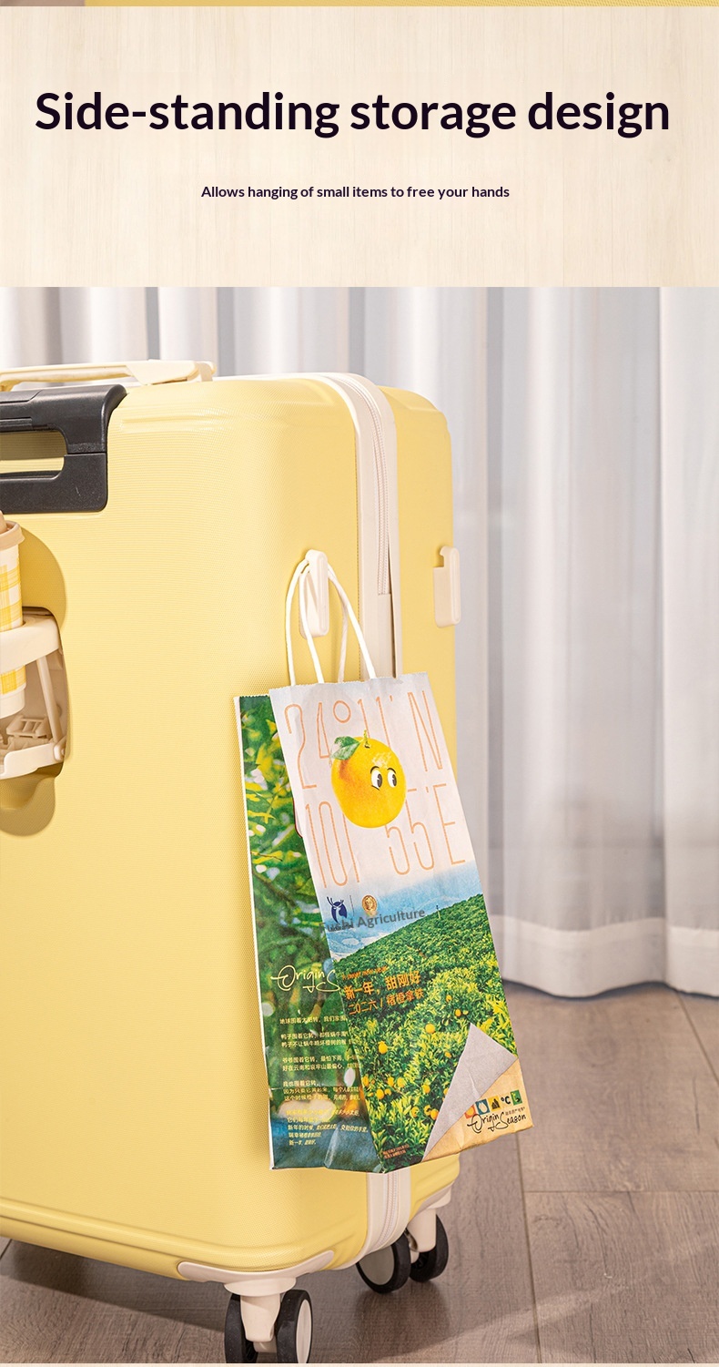 2026 New Luggage Trolley Case Student 20 Inch Lightweight Boarding Large Capacity Password Travel Leather Box Male - DY5209 Lemon Yellow photo 4