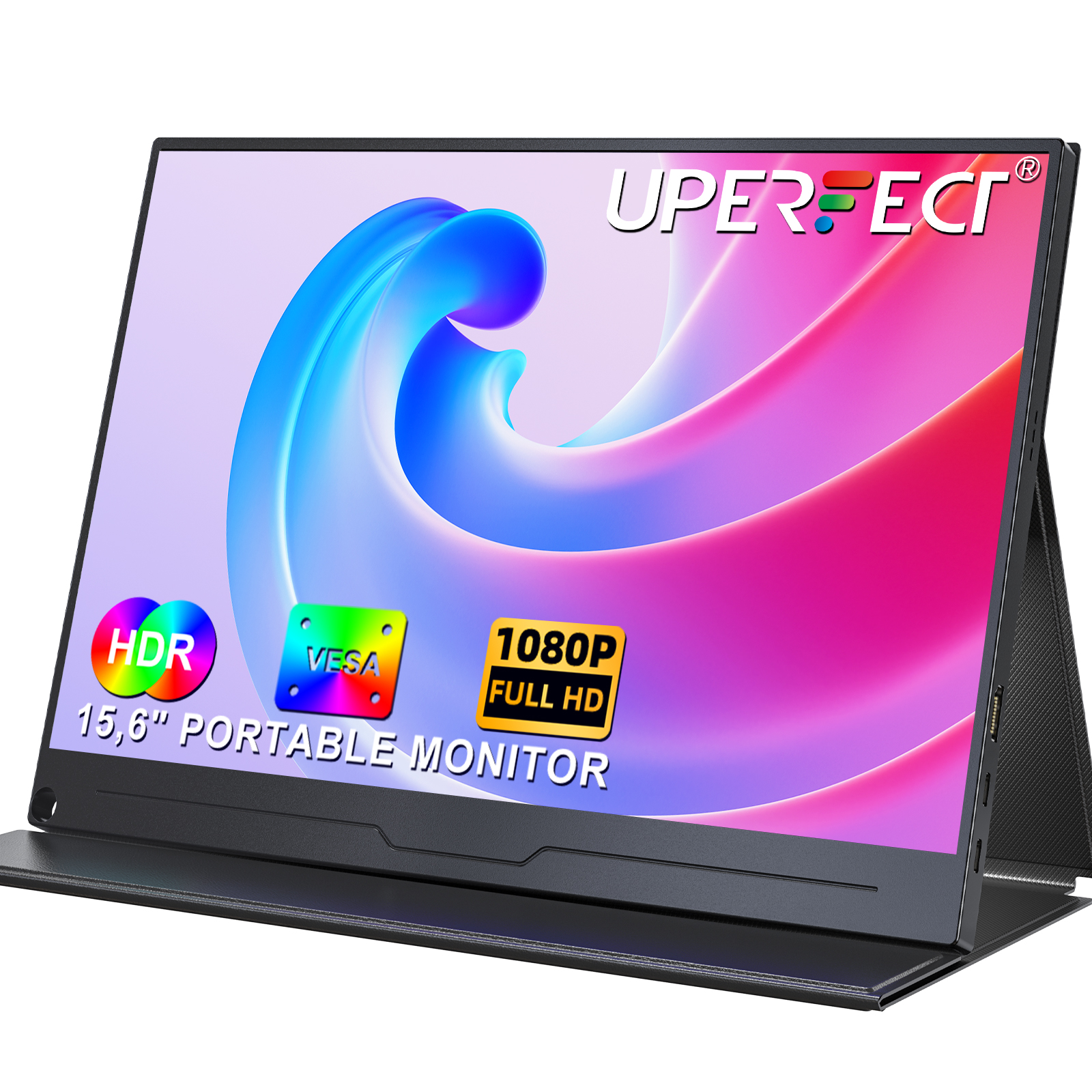 UPERFECT 15.6 Inch HDR IPS Portable Monitor, 1080P FHD USB-C HDMI, Dual Speaker Travel Screen, VESA Compatible, For Laptop PC Phone photo 1