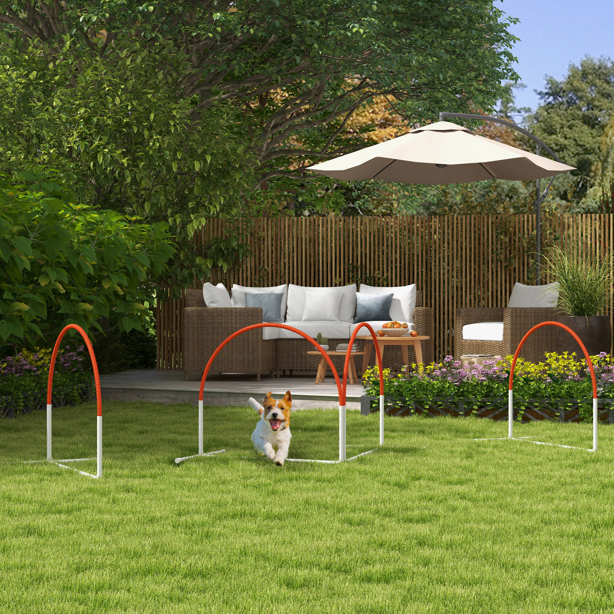 4 PCS Dog Agility Weave Poles Set Outdoor Training Equipment With Oxford Carry Bag Orange photo 6