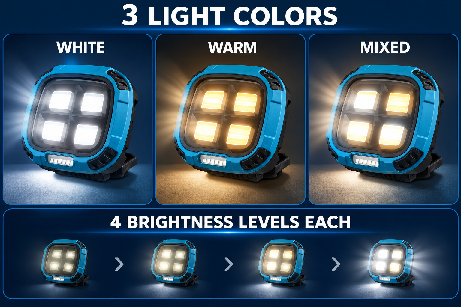 Rechargeable Magnetic Battery Display Type C LED Work Light Base Hanging W894 3 Hook Flood photo 5