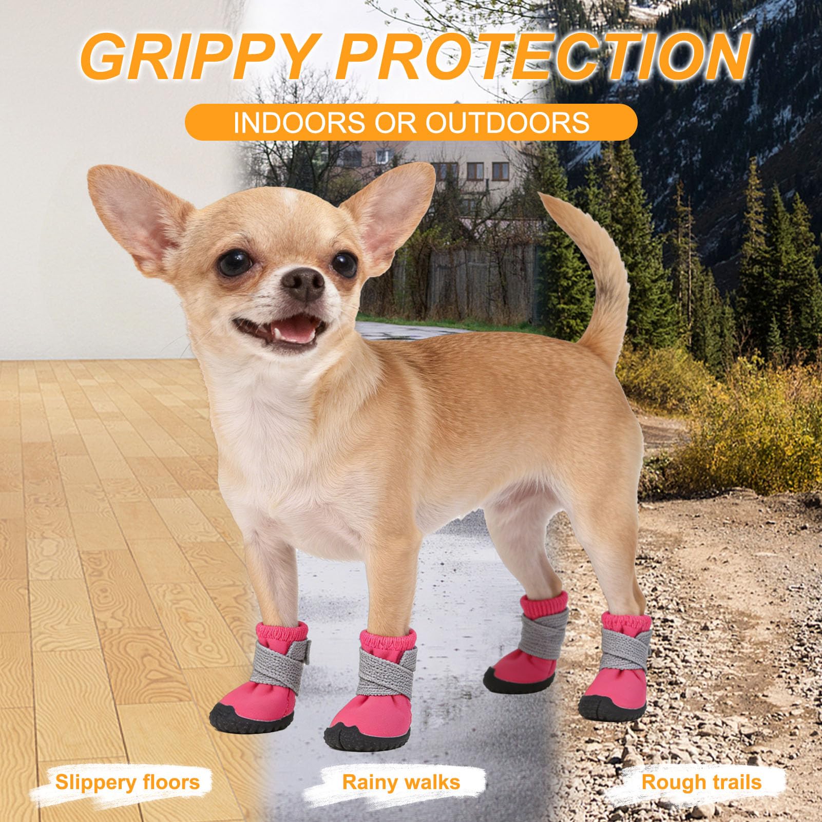 Dog Shoes Small Size Dogs,Breathable Summer Dog Booties & Paw Protectors For Hot Pavement,Anti-Slip Sole Puppy Dog Boots For Hardwood Floors, Outdoor Walking Running,Maltese Yorkie Chihuahua photo 7
